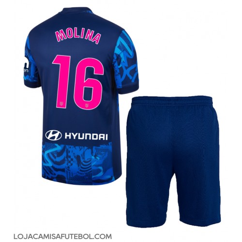 Camisa de Futebol Atletico Madrid Nahuel Molina #16 Equipamento Alternativo Infantil 2024-25 Manga Curta (+ Calças curtas)